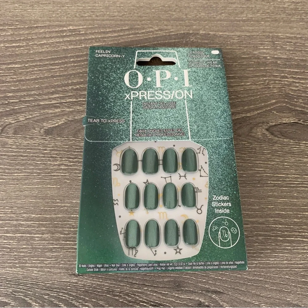 O.P.I. Feelin’ Capricorn-y xPress/on Press On Nails Astrology Zodiac Green OPI